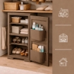 MOBILE MULTIUSO 1 ANTA WENGÉ 40X43X85,5 CM CON 2 MODULI E TASCHE LATERALI – CONTENITORE VERTICALE ORGANIZZAZIONE CASA PER INGRESSO E ZONA GIORNO