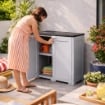 ARMADIO DA ESTERNO COPERTO 2 ANTE NERO/GRIGIO 30(53)X44,7X88 CM CON 3 VANI INTERNI – MOBILE COMPATTO ORGANIZZAZIONE BALCONE E RIPOSTIGLIO