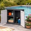 ARMADIO DA ESTERNO COPERTO 2 ANTE NERO/GRIGIO 30(53)X44,7X88 CM CON 3 VANI INTERNI – MOBILE COMPATTO ORGANIZZAZIONE BALCONE E RIPOSTIGLIO