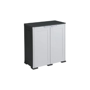 ARMADIO 2 ANTE 30(53)X44,7X88 CM CON 2 VANI INTERNI ALTI E POMELLI QUADRATI NERO/GRIGIO – MOBILE COMPATTO ORGANIZZAZIONE CASA