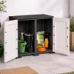 ARMADIO 2 ANTE 30(53)X44,7X88 CM CON 2 VANI INTERNI ALTI E POMELLI QUADRATI NERO/GRIGIO – MOBILE COMPATTO ORGANIZZAZIONE CASA