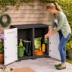 ARMADIO 2 ANTE 30(53)X44,7X88 CM CON 2 VANI INTERNI ALTI E POMELLI QUADRATI NERO/GRIGIO – MOBILE COMPATTO ORGANIZZAZIONE CASA