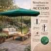 MAURY'S OMBRELLONE DA GIARDINO RETTANGOLARE 3 X 4 MT IN COLORE VERDE TUBO DIAMETRO 48MM