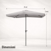 MAURY'S OMBRELLONE DA GIARDINO RETTANGOLARE 3 X 4 MT IN COLORE GRIGIO