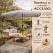 MAURY'S OMBRELLONE DA GIARDINO RETTANGOLARE 3 X 4 MT IN COLORE GRIGIO