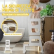 TORRE MONTESSORIANA PER BAMBINI CON LAVAGNA E RINGHIERA, IN LEGNO, 55X52.5X87.5 CM, BIANCO E COLOR LEGNO