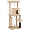 ALBERO PER GATTI MULTILIVELLO ALTO 132 CM CON CASETTA, LETTINO, PALI TIRAGRAFFI, SPAZZOLA E PALLINA, BEIGE