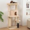 ALBERO PER GATTI MULTILIVELLO ALTO 132 CM CON CASETTA, LETTINO, PALI TIRAGRAFFI, SPAZZOLA E PALLINA, BEIGE