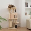 ALBERO PER GATTI MULTILIVELLO ALTO 104 CM CON CASETTA, LETTINO, PALI TIRAGRAFFI, SPAZZOLA E PALLINA, BEIGE