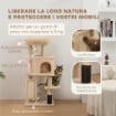ALBERO PER GATTI MULTILIVELLO ALTO 104 CM CON CASETTA, LETTINO, PALI TIRAGRAFFI, SPAZZOLA E PALLINA, BEIGE