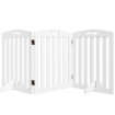 CANCELLINO PER CANI PIEGHEVOLE A 3 PANNELLI CON 2 SUPPORTI, IN LEGNO BIANCO, 155X30X61 CM