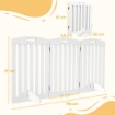 CANCELLINO PER CANI PIEGHEVOLE A 3 PANNELLI CON 2 SUPPORTI, IN LEGNO BIANCO, 155X30X61 CM