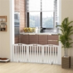CANCELLINO PER CANI PIEGHEVOLE A 3 PANNELLI CON 2 SUPPORTI, IN LEGNO BIANCO, 155X30X61 CM