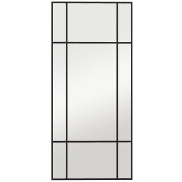 SPECCHIO DA PARETE STILE FINESTRA CON MONTAGGIO VERTICALE E ORIZZONTALE, 110X50CM, NERO