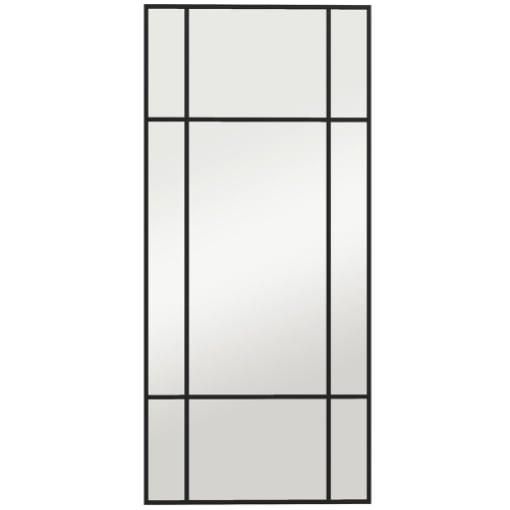 SPECCHIO DA PARETE STILE FINESTRA CON MONTAGGIO VERTICALE E ORIZZONTALE, 110X50CM, NERO