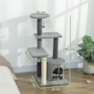 ALBERO PER GATTI MULTILIVELLO ALTO 103 CM CON PALI TIRAGRAFFI IN SISAL, CASETTA E PALLINA IN PELUCHE, GRIGIO