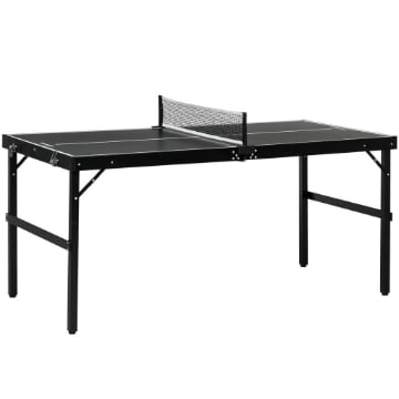 TAVOLO PING PONG PIEGHEVOLE CON MANIGLIA DA TRASPORTO, IN ALLUMINIO E LEGNO, 152X76X72 CM, NERO