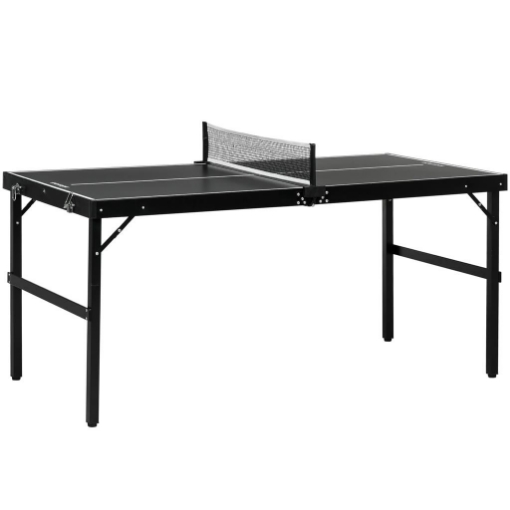 TAVOLO PING PONG PIEGHEVOLE CON MANIGLIA DA TRASPORTO, IN ALLUMINIO E LEGNO, 152X76X72 CM, NERO