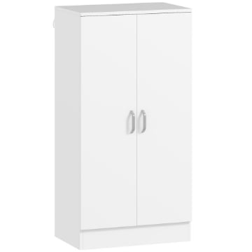 ARMADIO SCARPIERA A 6 RIPIANI REGOLABILI IN LEGNO BIANCO, 55X35X108 CM