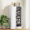 ARMADIO SCARPIERA A 6 RIPIANI REGOLABILI IN LEGNO BIANCO, 55X35X108 CM