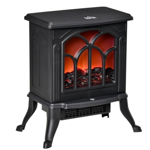 CAMINO ELETTRICO DA TERRA CON 2 LIVELLI DI POTENZA 750/1500 W, EFFETTO FIAMMA, AREA DI COPERTURA 15-20 M¦, NERO