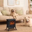 CAMINO ELETTRICO DA TERRA CON 2 LIVELLI DI POTENZA 750/1500 W, EFFETTO FIAMMA, AREA DI COPERTURA 15-20 M¦, NERO