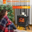 CAMINO ELETTRICO DA TERRA CON 2 LIVELLI DI POTENZA 750/1500 W, EFFETTO FIAMMA, AREA DI COPERTURA 15-20 M¦, NERO