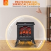 CAMINO ELETTRICO DA TERRA CON 2 LIVELLI DI POTENZA 750/1500 W, EFFETTO FIAMMA, AREA DI COPERTURA 15-20 M¦, NERO