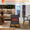 CAMINO ELETTRICO DA TERRA CON 2 LIVELLI DI POTENZA 750/1500 W, EFFETTO FIAMMA, AREA DI COPERTURA 15-20 M¦, NERO