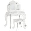TAVOLO DA TRUCCO PER BAMBINI CON SGABELLO E TRIPLO SPECCHIO, IN LEGNO E ACRILICO, 63X40X85.5 CM, BIANCO