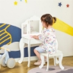 TAVOLO DA TRUCCO PER BAMBINI CON SGABELLO E TRIPLO SPECCHIO, IN LEGNO E ACRILICO, 63X40X85.5 CM, BIANCO
