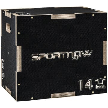 BOX JUMP PLIOMETRICO A 3 ALTEZZE IN LEGNO ANTISCIVOLO 40,5X35,5X30,5H CM NERO