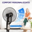 VENTILATORE NEBULIZZATORE A 3 VELOCITÀ, OSCILLAZIONE 75¦ E NEBULIZZAZIONE REGOLABILE, NERO