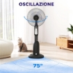 VENTILATORE NEBULIZZATORE A 3 VELOCITÀ, OSCILLAZIONE 75¦ E NEBULIZZAZIONE REGOLABILE, NERO
