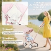 TRICICLO PER BAMBINI 5 IN 1 CON MANIGLIONE DI SPINTA E COPERTURA RIMOVIBILE, 96.5X49X101 CM, ROSA