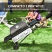 BARBECUE A GAS PORTATILE CON 2 BRUCIATORI E 2 TAVOLINI, COPERCHIO CON TERMOMETRO E RUOTE, NERO