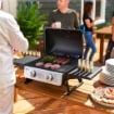 BARBECUE A GAS PORTATILE CON 2 BRUCIATORI E COPERCHIO CON TERMOMETRO, NERO