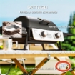 BARBECUE A GAS PORTATILE CON 2 BRUCIATORI E COPERCHIO CON TERMOMETRO, NERO