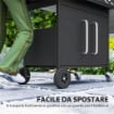 BARBECUE A GAS CON FORNELLO LATERALE TAVOLINO E ARMADIETTO IN ACCIAIO E PP 129.5X56X110 CM NERO