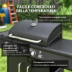 BARBECUE A GAS CON FORNELLO LATERALE TAVOLINO E ARMADIETTO IN ACCIAIO E PP 129.5X56X110 CM NERO
