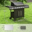 BARBECUE A GAS CON FORNELLO LATERALE TAVOLINO E ARMADIETTO IN ACCIAIO E PP 129.5X56X110 CM NERO