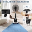 VENTILATORE A NEBULIZZAZIONE DA 3L A 3 MODALITÀ E 3 VELOCITÀ IN PLASTICA E METALLO 50X40X125 CM BIANCO E NERO