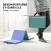 TAPPETO FITNESS PIEGHEVOLE E IMBOTTITO CON 2 MANIGLIE, IN PLASTICA ED EPE, 180X60X5 CM, VERDE E VIOLA