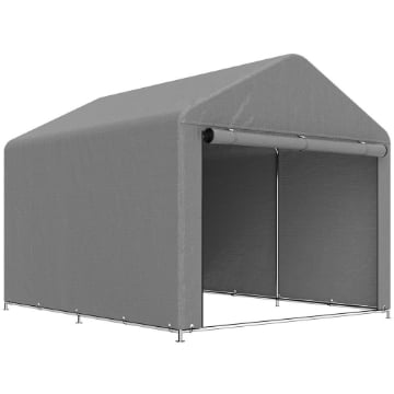 CAPANNO DA GIARDINO 2X2.4 M IMPERMEABILE, PORTA AVVOLGIBILE E TELAIO IN METALLO, GRIGIO CHIARO