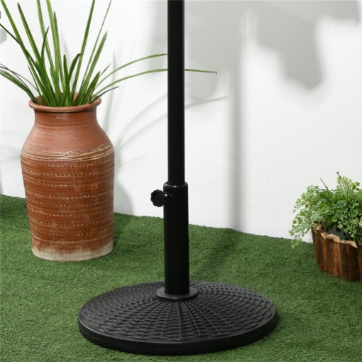 BASE PER OMBRELLONE ROTONDA EFFETTO RATTAN DA 12.5 KG SUPPORTO PER PALI DA 38MM E 48MM Ø44.5 CM NERO