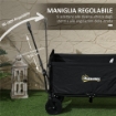 CARRELLO DA GIARDINO DA 120L PIEGHEVOLE CON PANNELLO APRIBILE IN ACCIAIO  90X48X62 CM NERO
