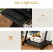 TAVOLO SCRIVANIA PORTA PC PIANO TASTIERA A SCOMPARSA E 4 RUOTE, NERO
