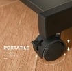 TAVOLO SCRIVANIA PORTA PC PIANO TASTIERA A SCOMPARSA E 4 RUOTE, NERO