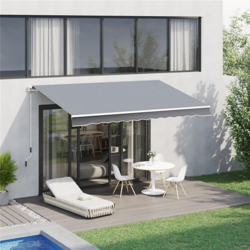 TENDA DA SOLE PER ESTERNO AVVOLGIBILE A MANOVELLA IN METALLO 295 X 245 CM GRIGIO