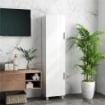 COLONNA BAGNO MODERNA CON 2 ARMADIETTI E RIPIANI REGOLABILI, 40X30X167.5 CM, BIANCO